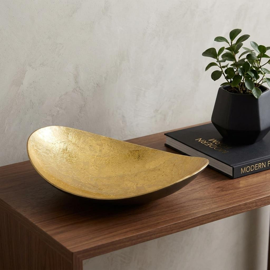 11" Gold and Bronze Aluminum Oval Centerpiece Bowl - Kitchen & Dining