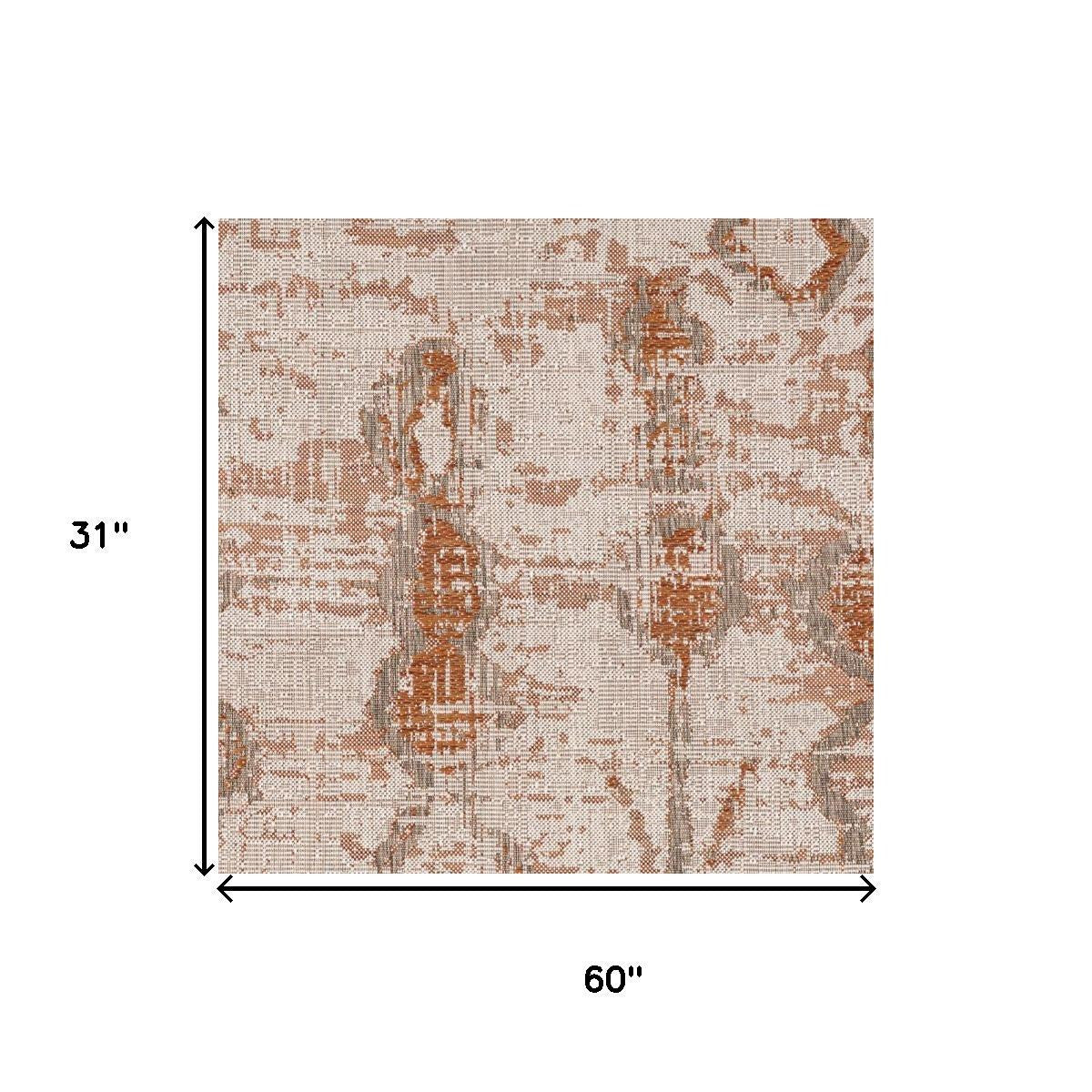 3' X 5' Rust And Beige Abstract Area Rug - Home & Garden