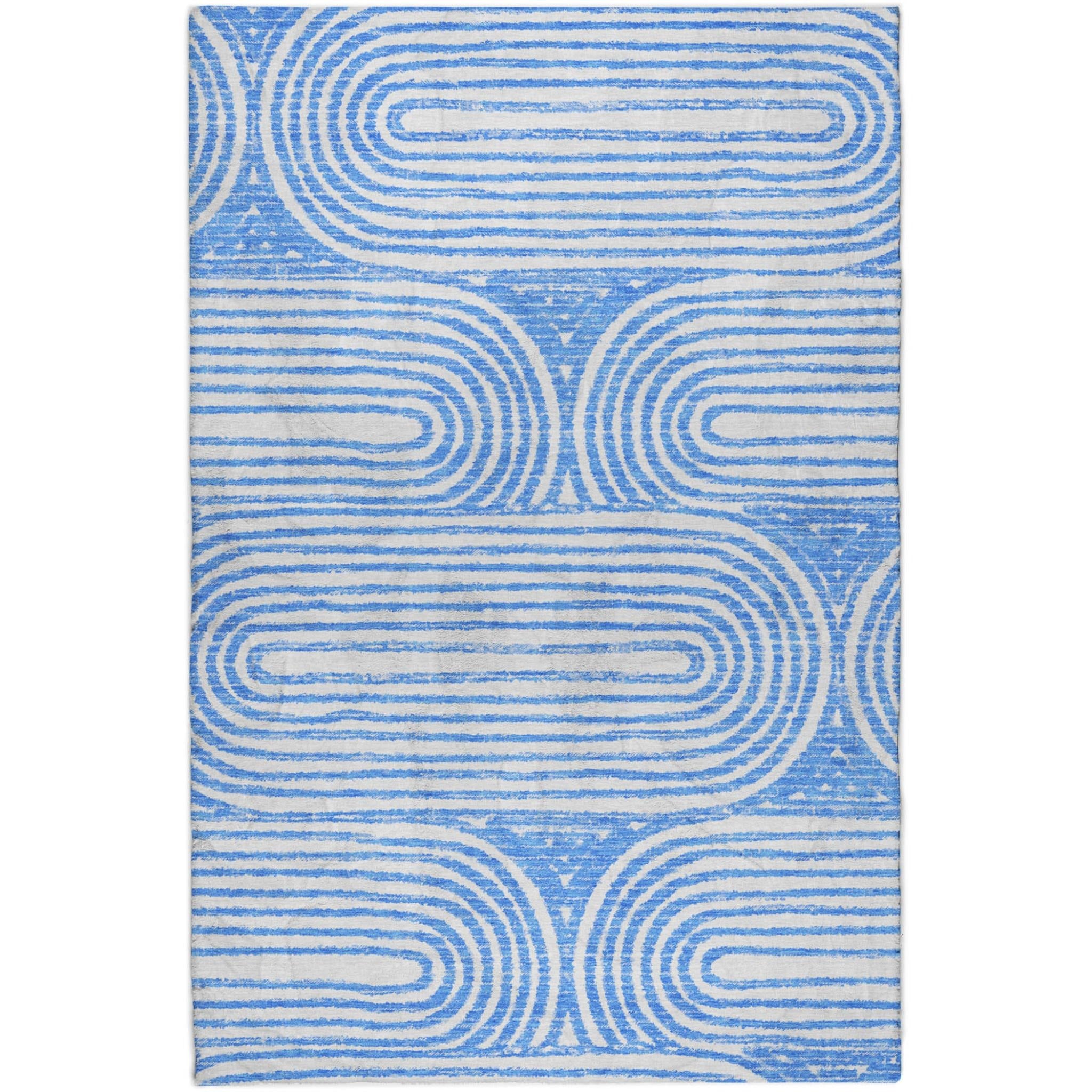 10' X 14' Blue And Ivory Geometric Shag Washable Area Rug With UV Protection - Home & Garden
