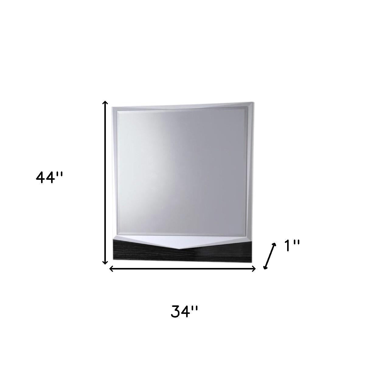 44" Gray And White Glass And Wood Mounted Accent Mirror