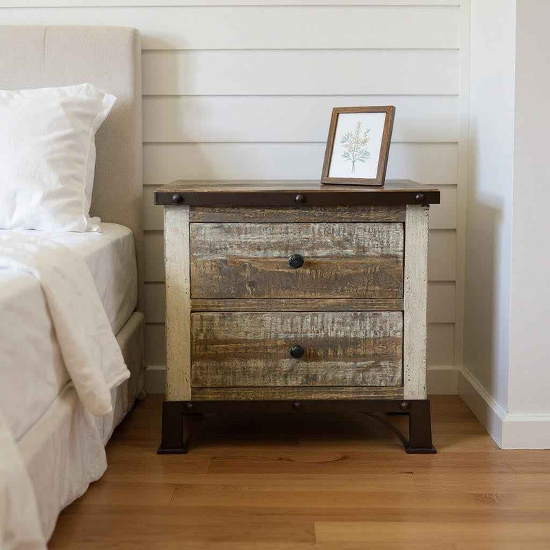 27" Brown Two Drawer Nightstand