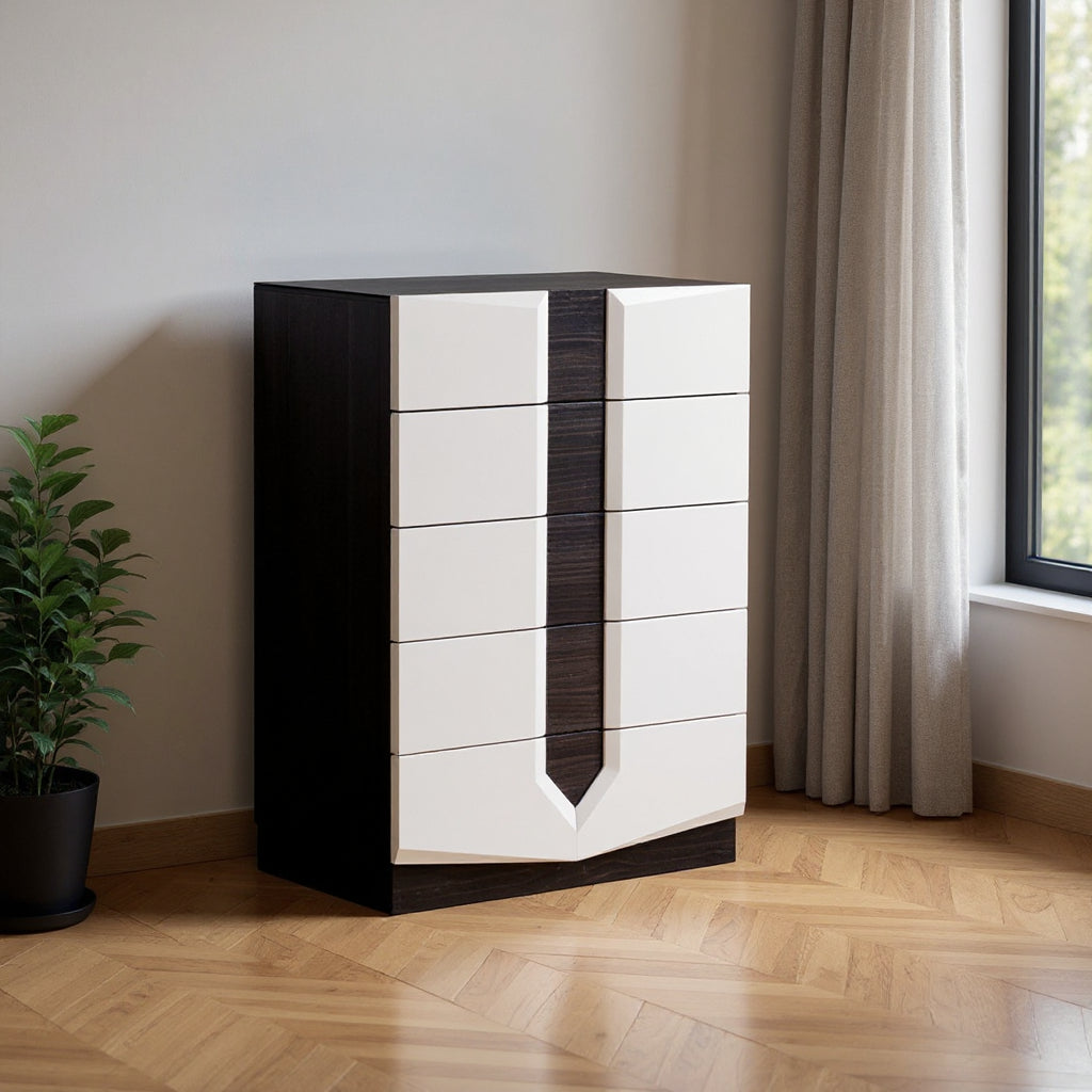 White And Grey Chest With 5 Drawer