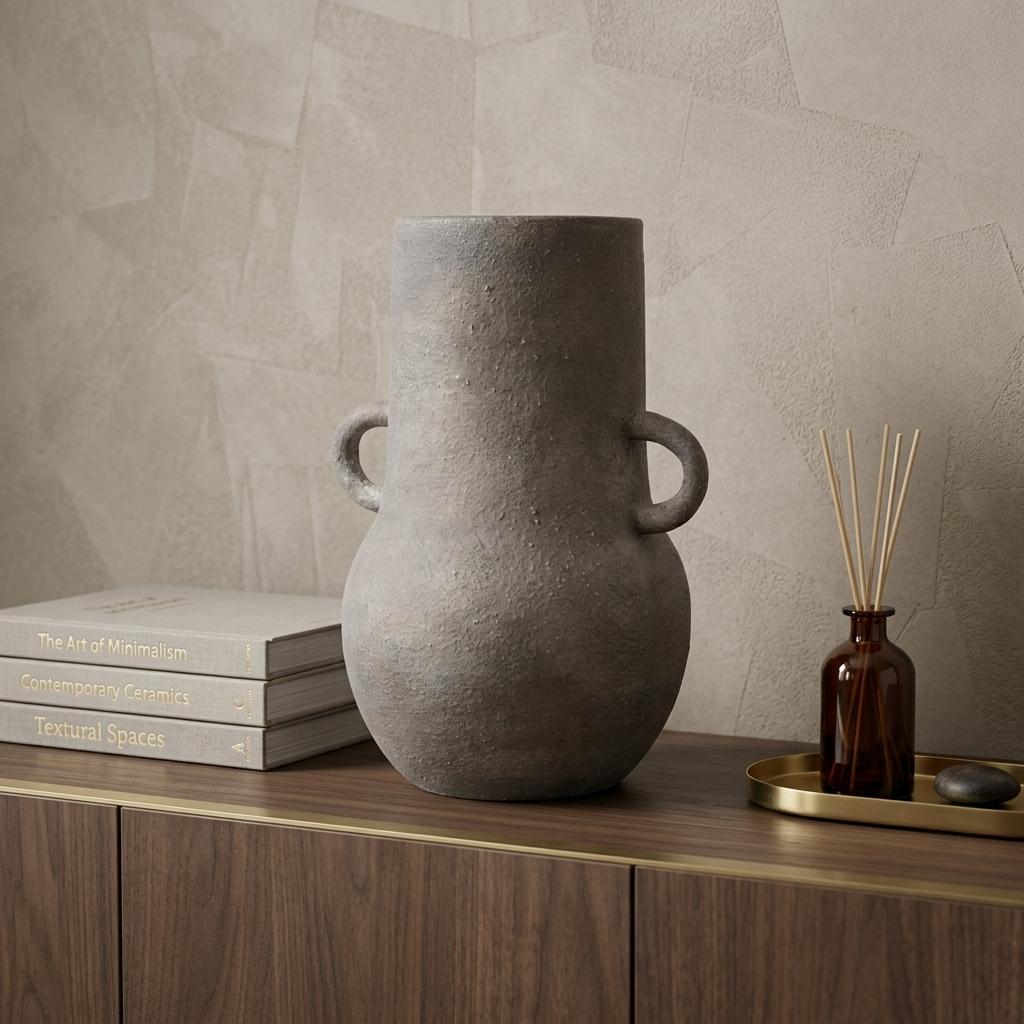 10" Brown Ceramic Amphora Table Vase - Home & Garden