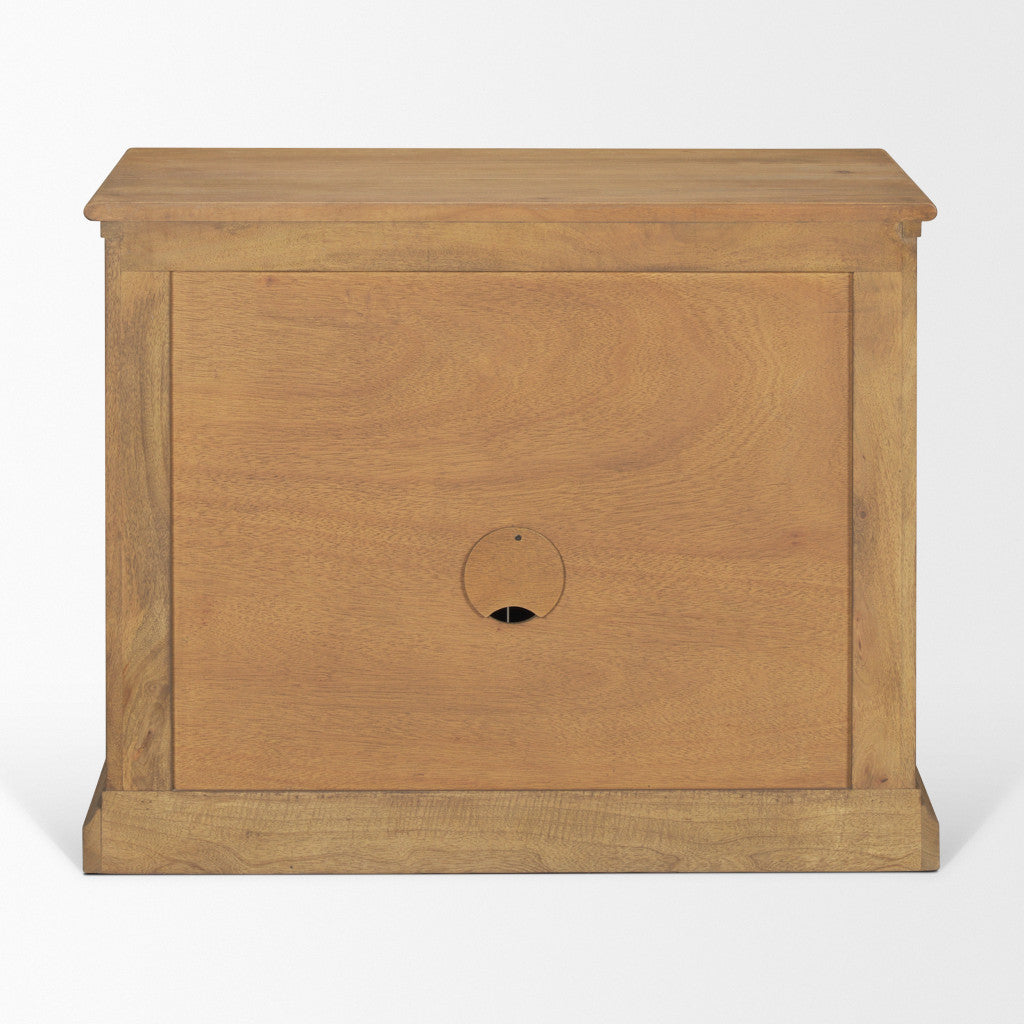 19" Brown Solid Wood Accent Cabinet With Two Doors And One Drawer - Kitchen & Dining