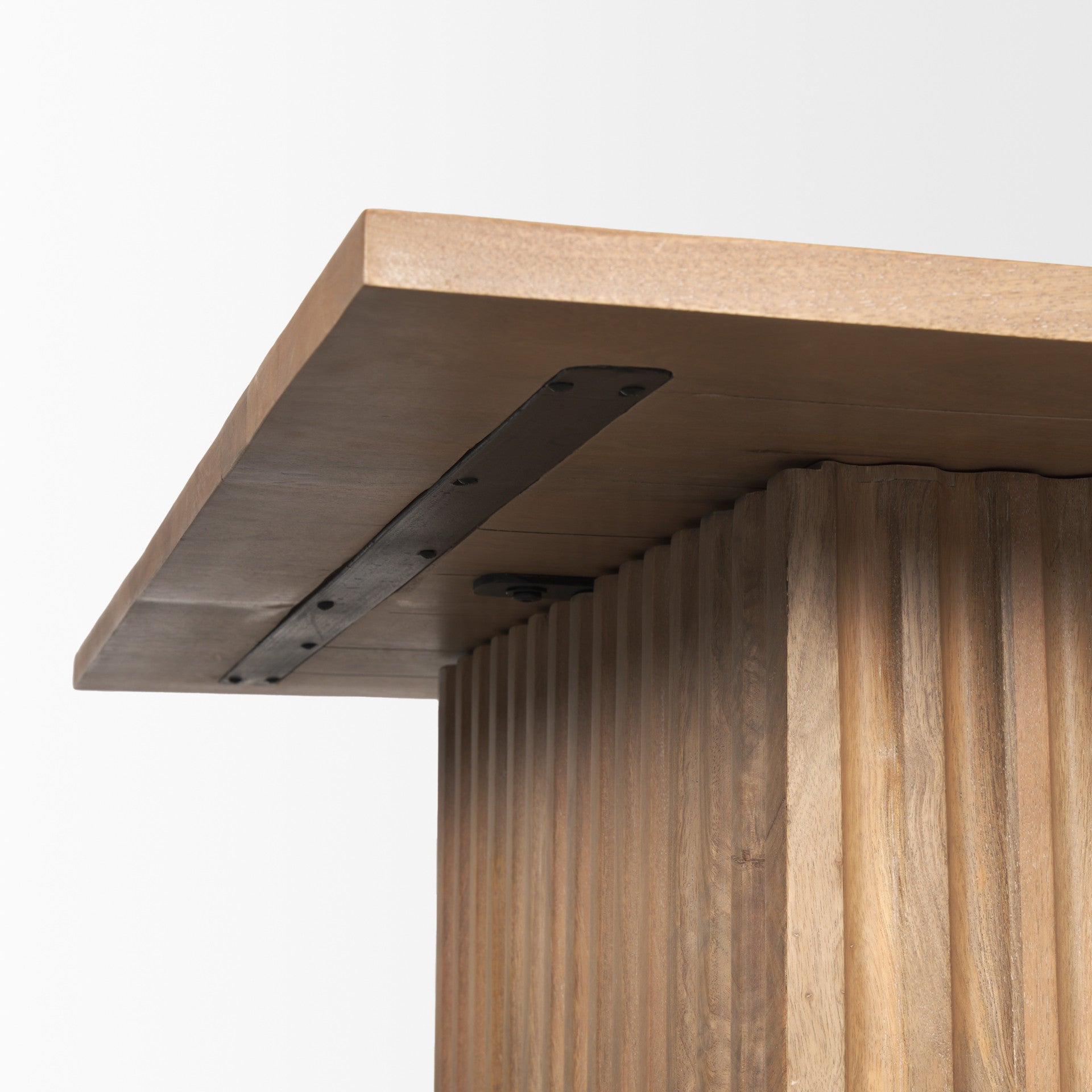 Square solid wood coffee table with underside tray and cable grommet opening