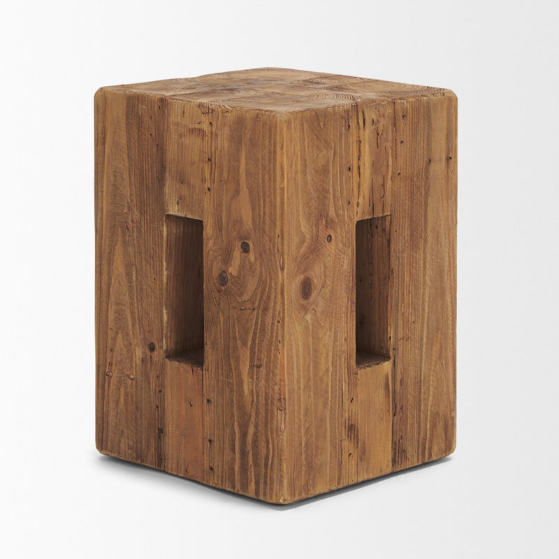 12" Brown Solid Wood Ottoman - Living Room