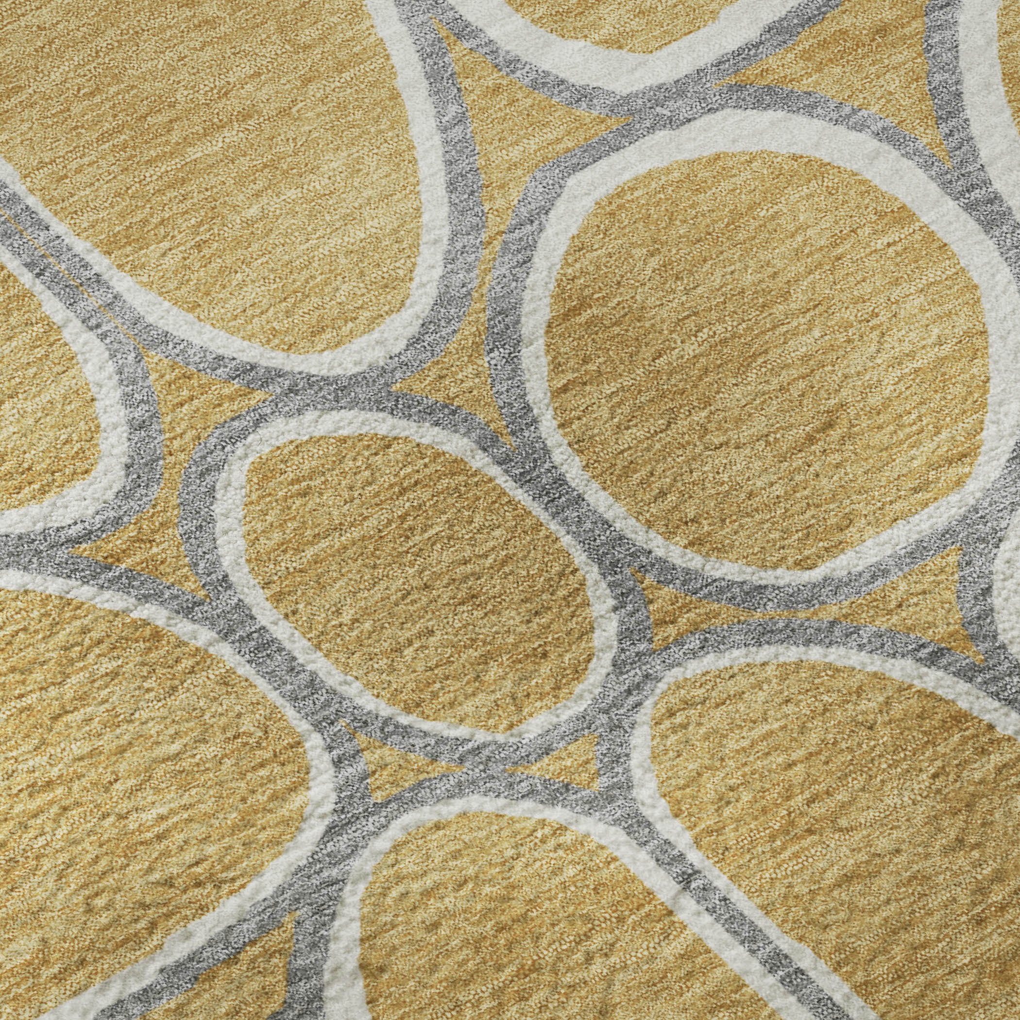 10' X 14' Gold Ivory And Gray Geometric Washable Area Rug With UV Protection - Home & Garden