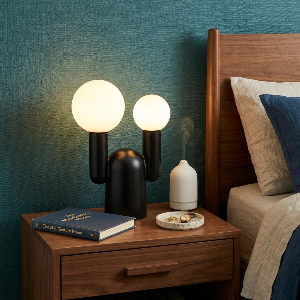 19" Black Two Light Novelty Globe Lamp - Lighting