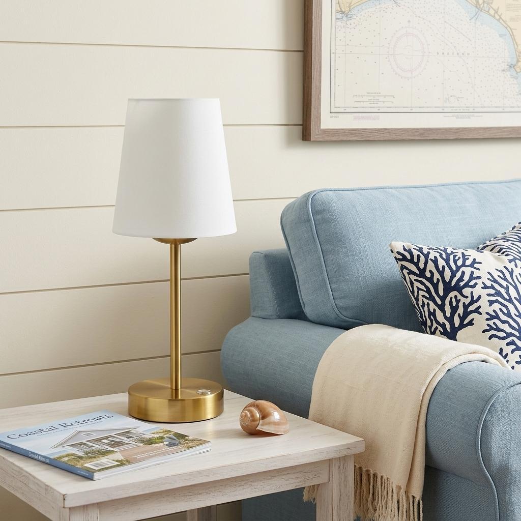 13" Gold USB Table Lamp With Empire Shade - Lighting