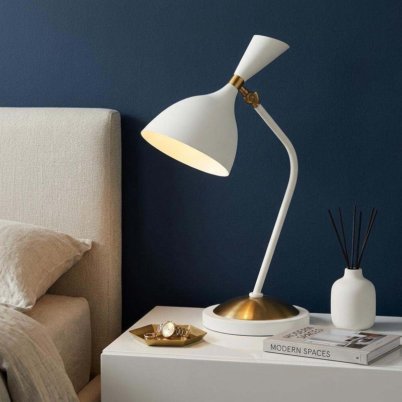 22" White Table Lamp With Bell Shade - Lighting