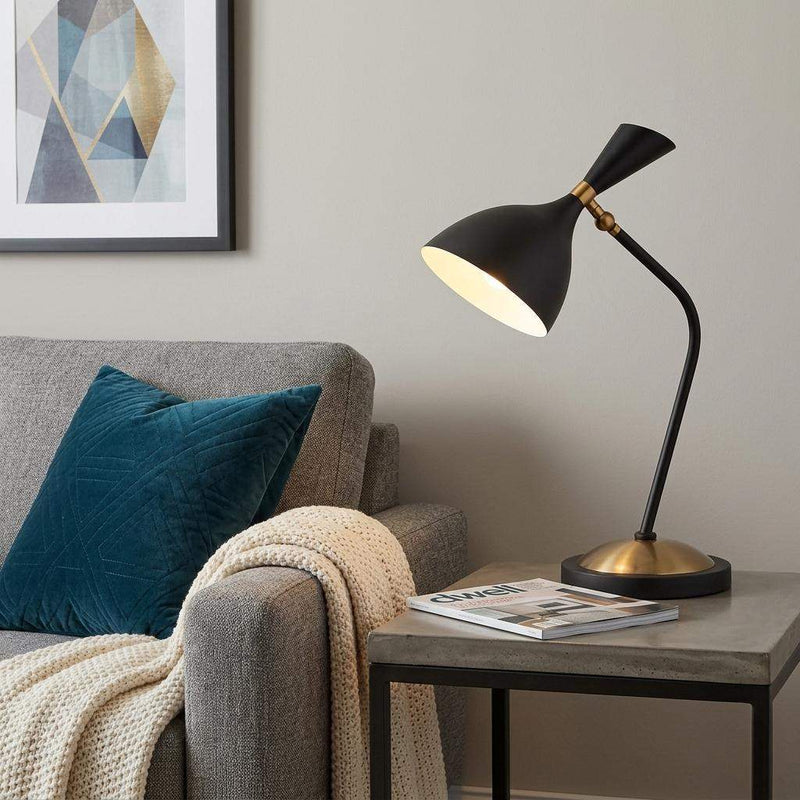 22" Black Table Lamp With Bell Shade - Lighting