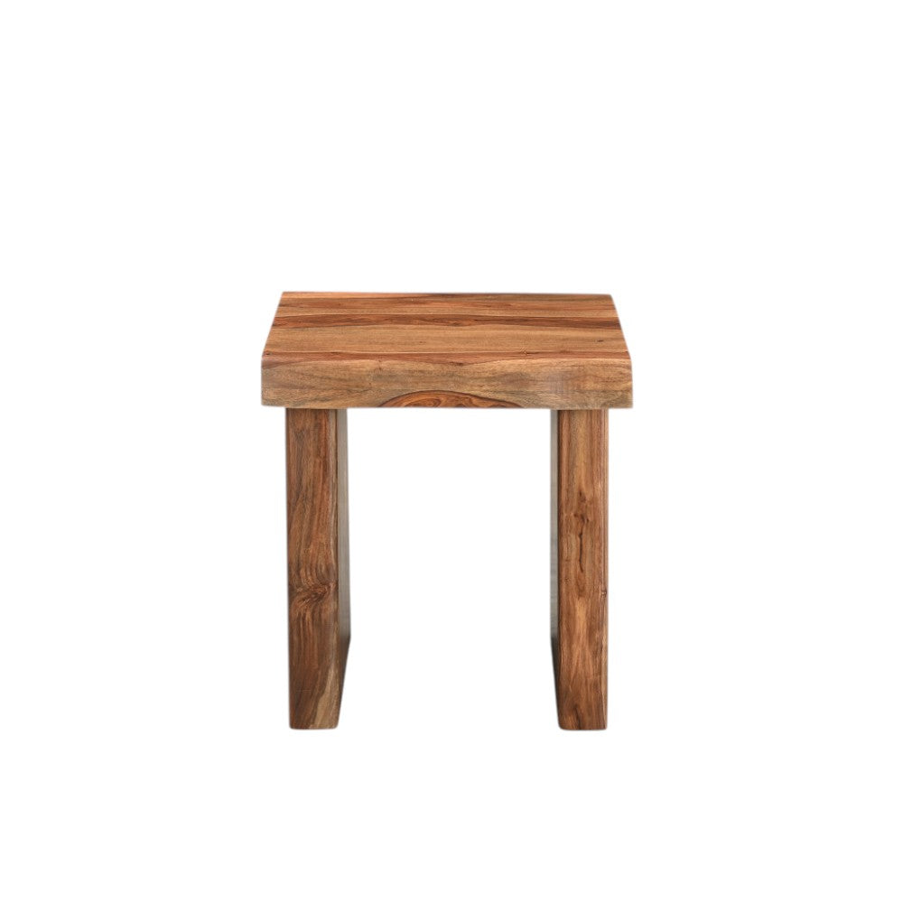 23" Brown Solid Wood Square Live Edge End Table - Living Room