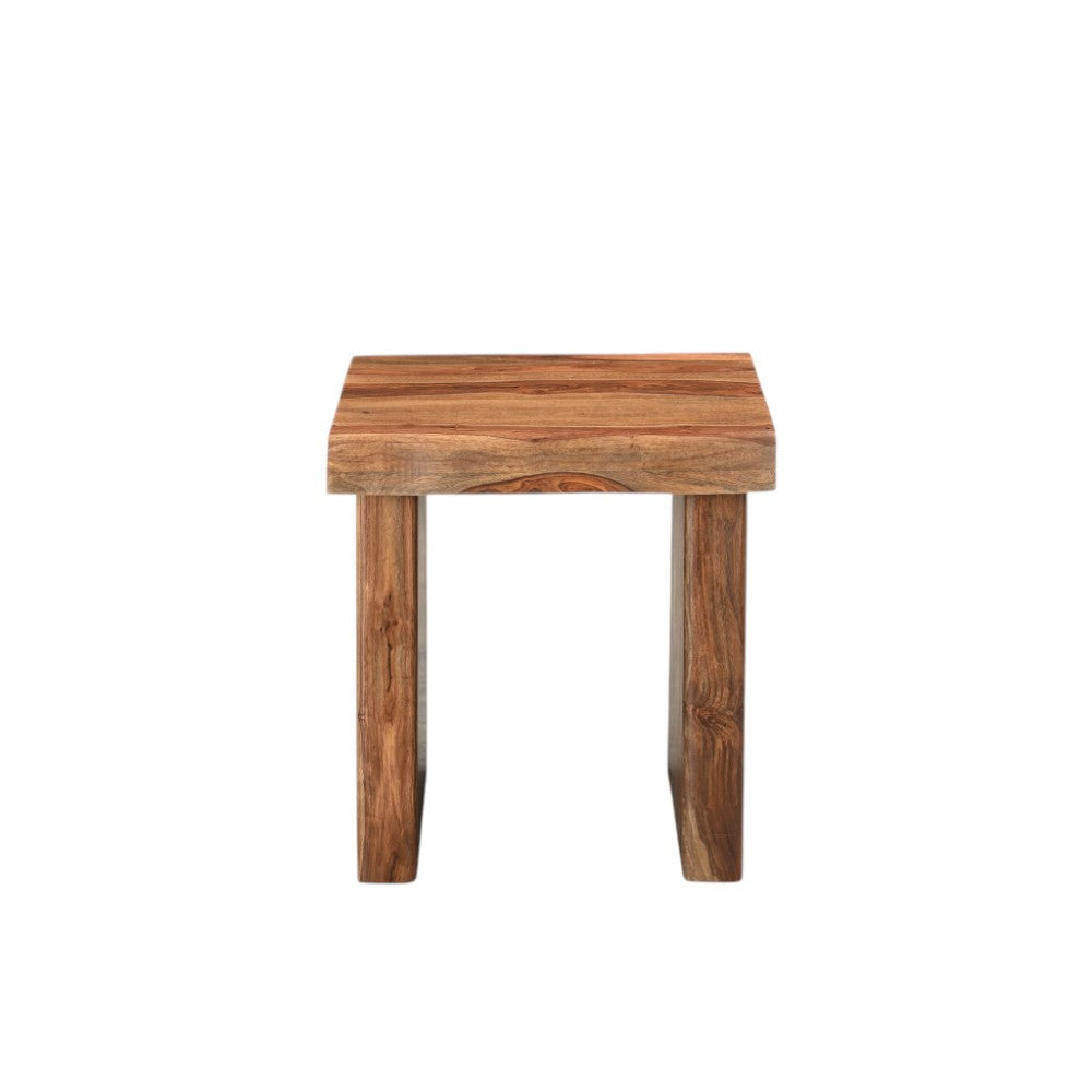 23" Brown Solid Wood Square Live Edge End Table - Living Room