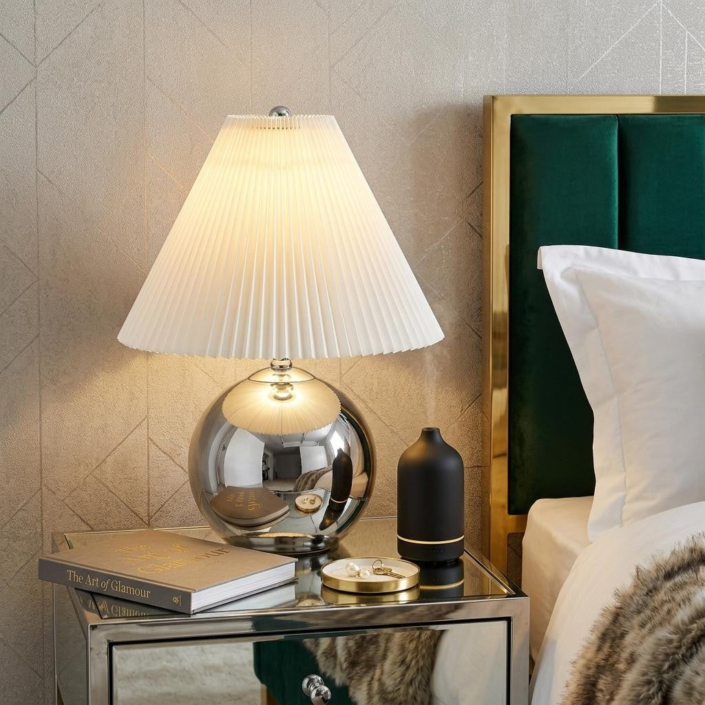 23" Silver Globe Lamp Base With Empire Shade - Lighting