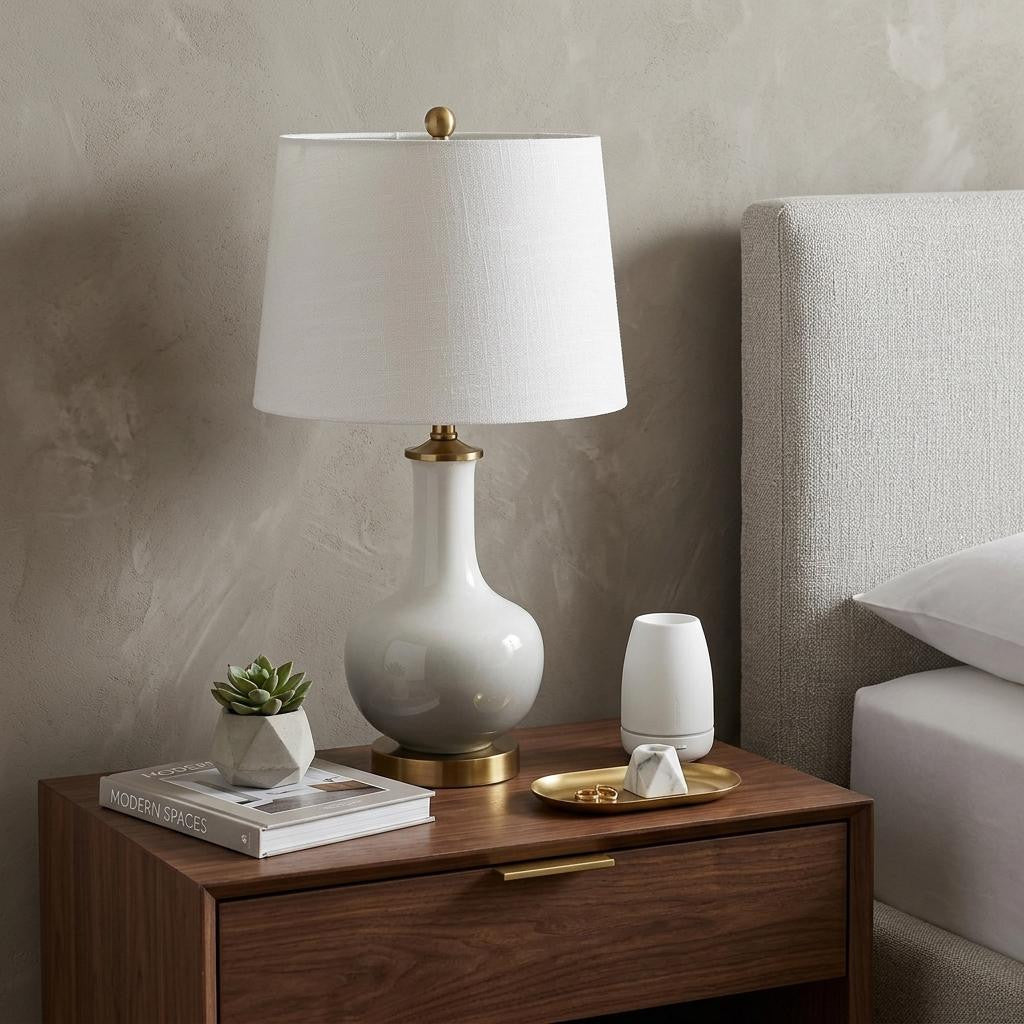 25" Gold Novelty Table Lamp With Drum Shade - Lighting