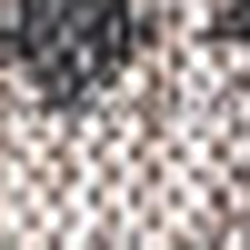 Beige and black trellis rug close-up with diamond shapes and dotted woven texture