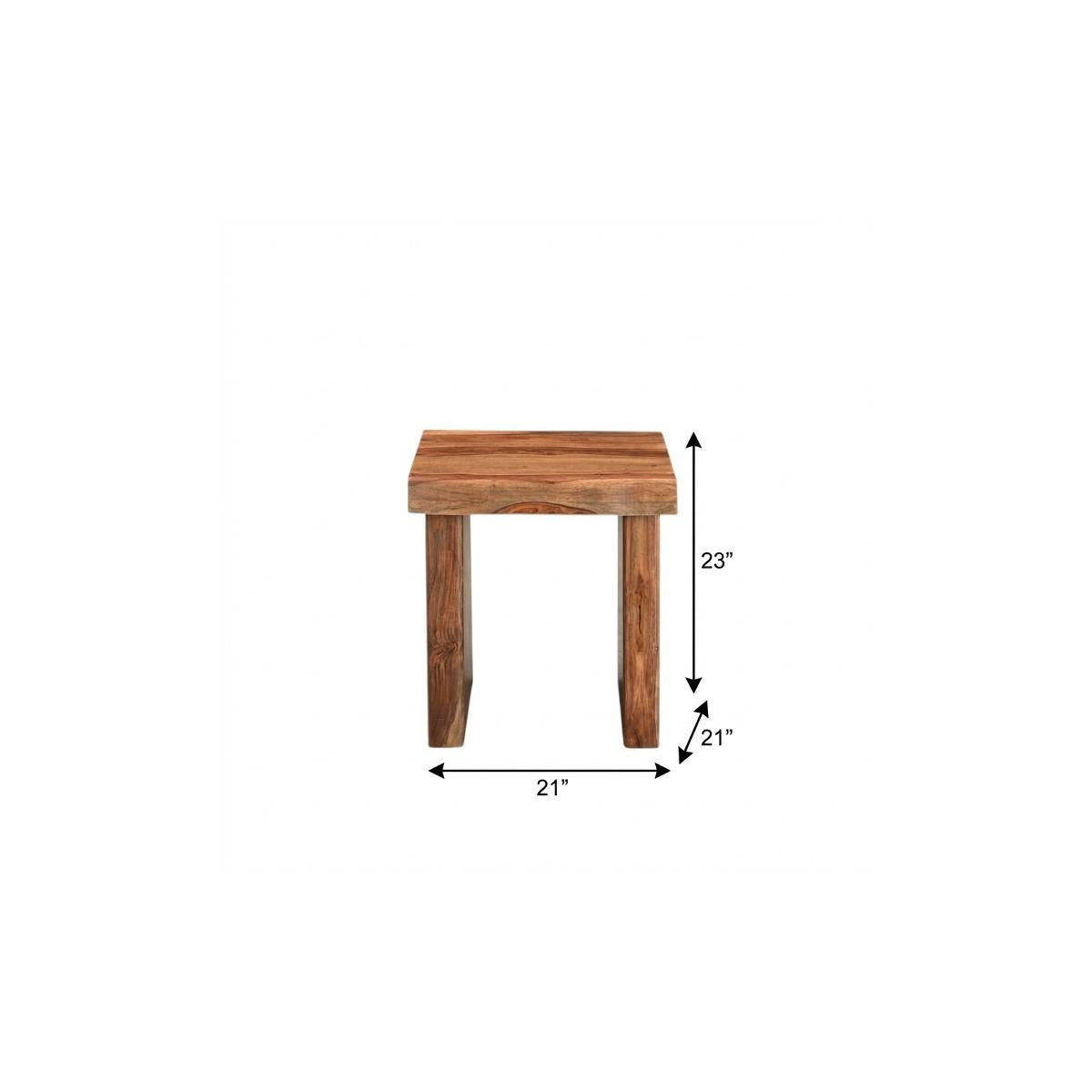 23" Brown Solid Wood Square Live Edge End Table - Living Room