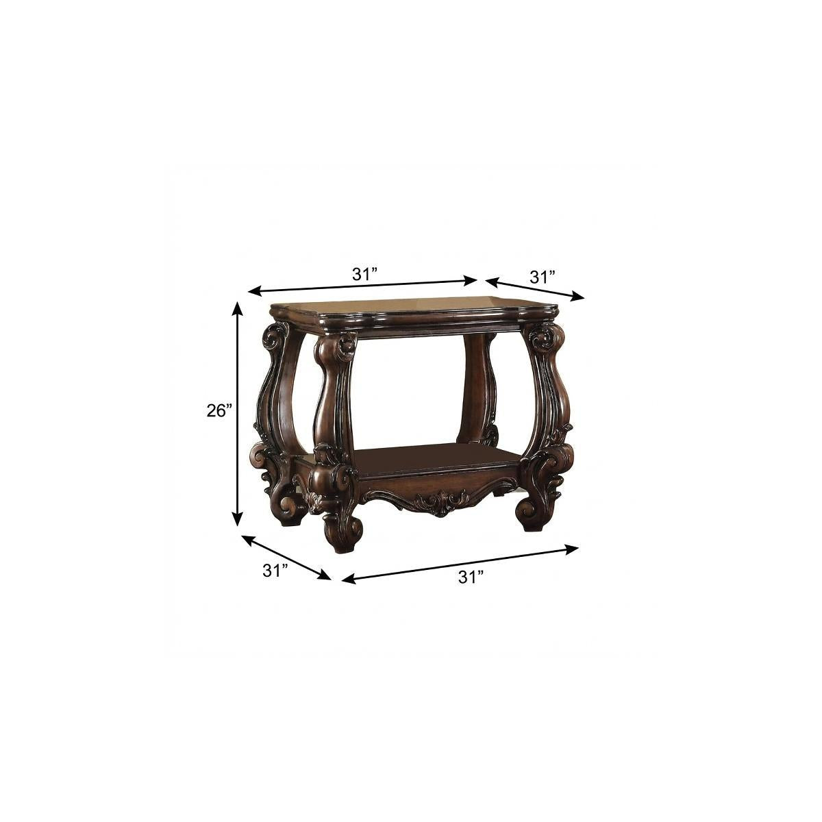 26" Cherry Oak Manufactured Wood Square End Table With Shelf - Living Room
