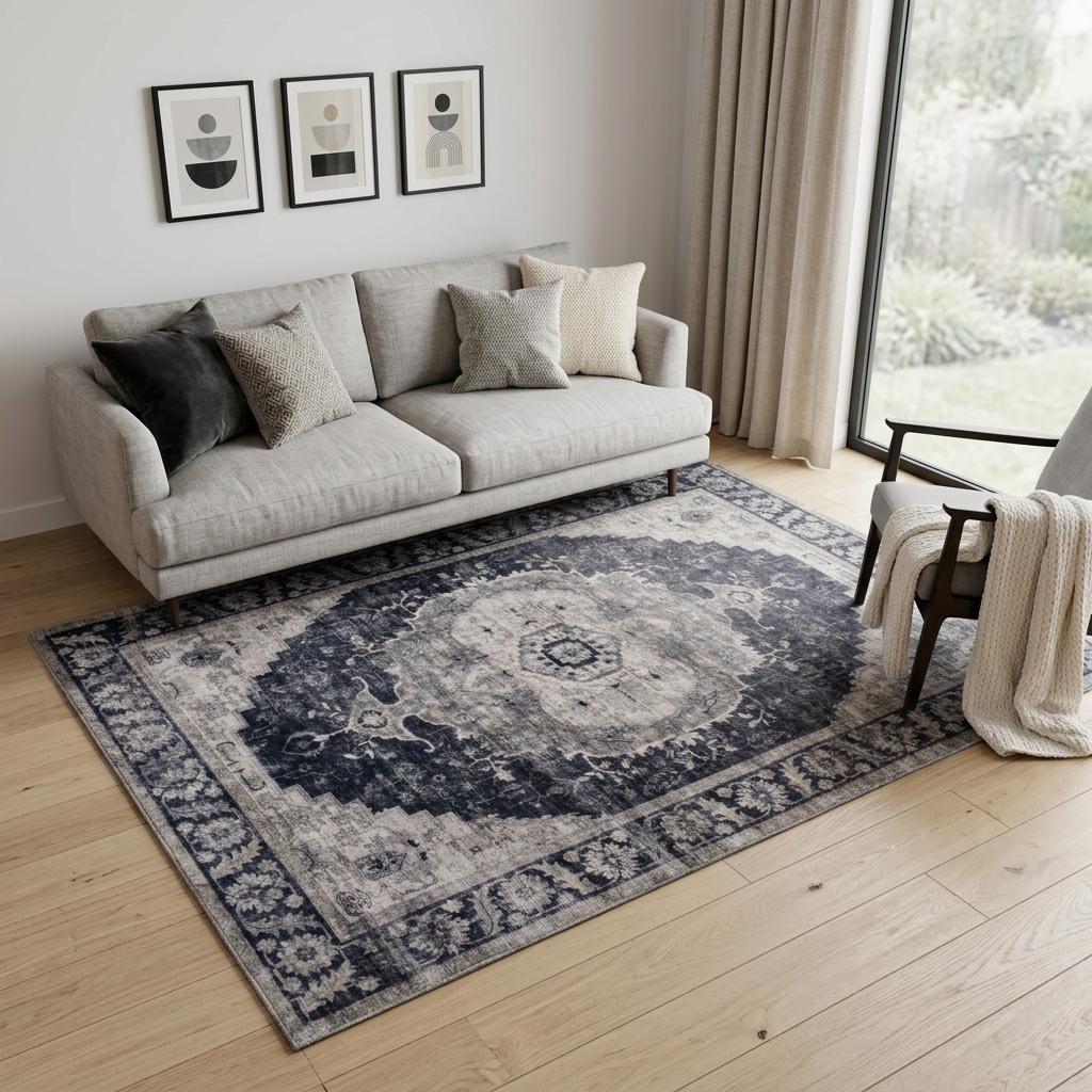 5' X 8' Black and Gray Oriental Area Rug - Home & Garden