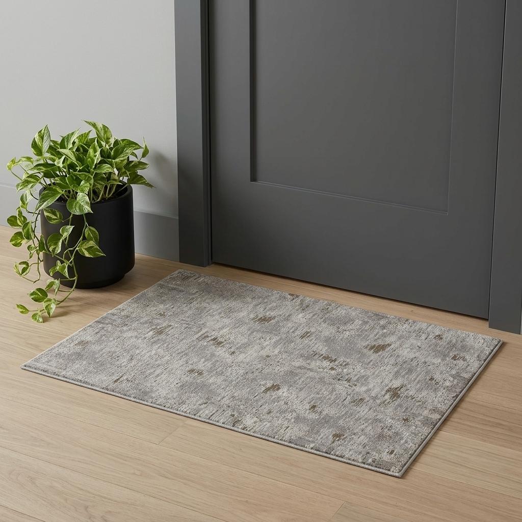 2' X 3' Gray Ivory And Tan Abstract Distressed Area Rug - Home & Garden