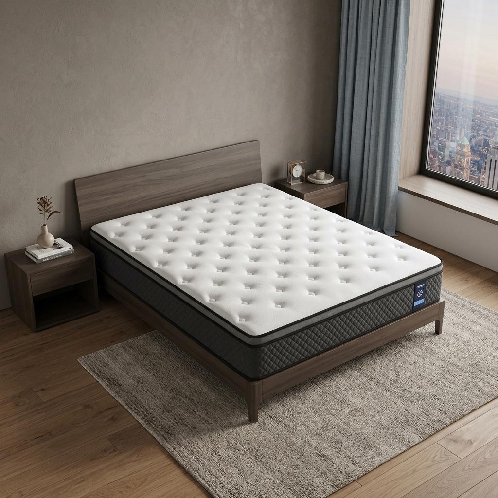 12" King Foam Medium Hybrid Mattress - Bed & Bath