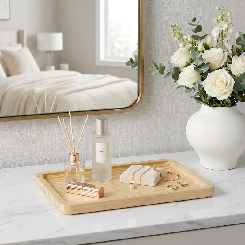 12" Natural Solid Wood Handmade Vanity Tray - Kitchen & Dining
