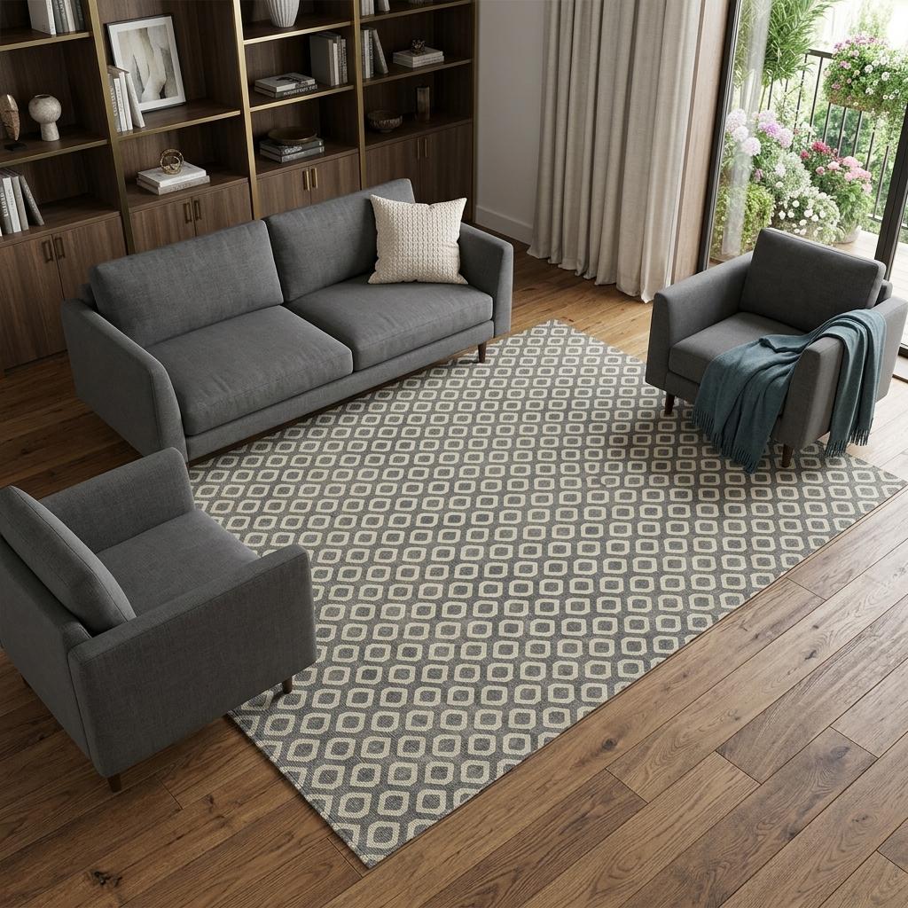 8' X 10' Beige and Gray Geometric Area Rug - Home & Garden
