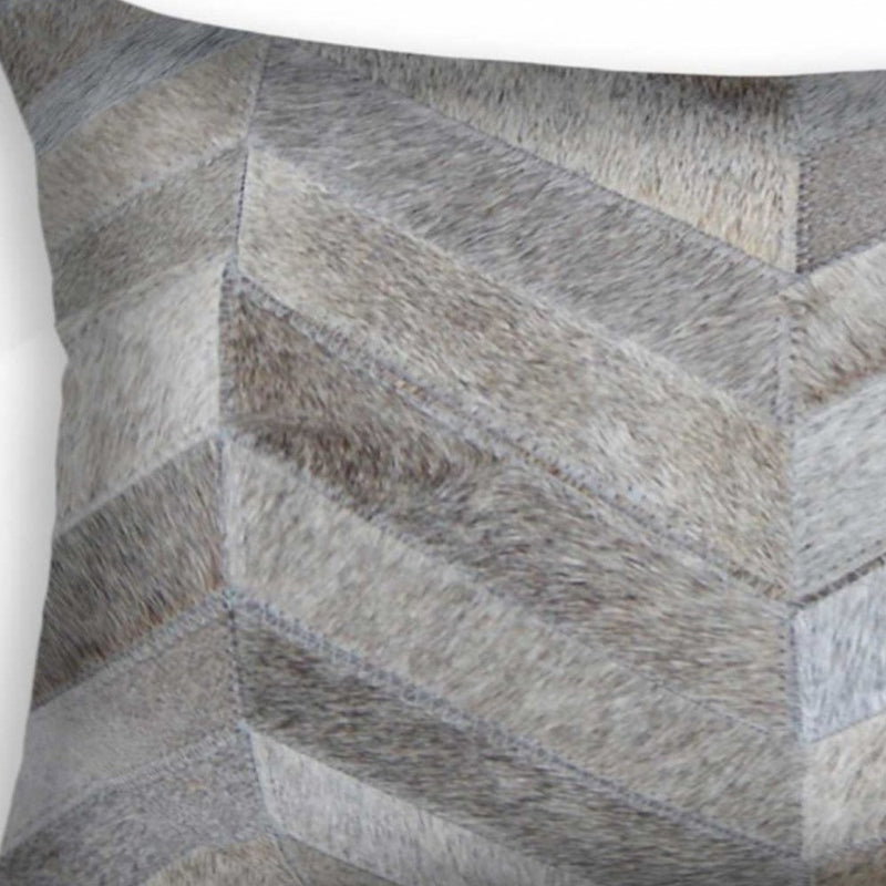12 X 20 Gray Chevron Cowhide Throw Pillow - Home Decor