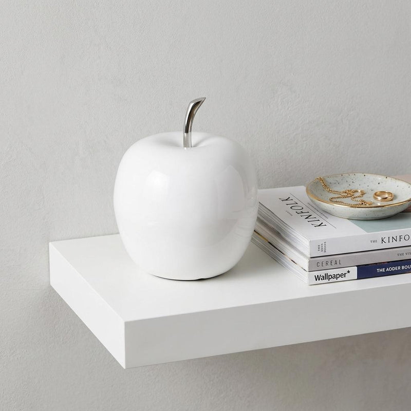 8" White Aluminum Decorative Apple Tabletop Sculpture - Home & Garden