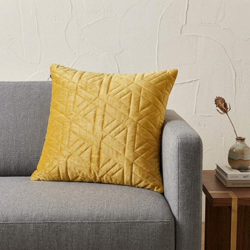 20" Yellow Cotton Blend Throw Pillow - Home Decor