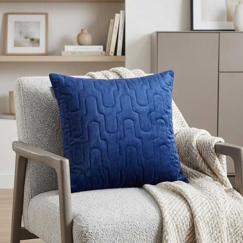Geometric Lush Quilted Blue Throw Pillow - Home Decor