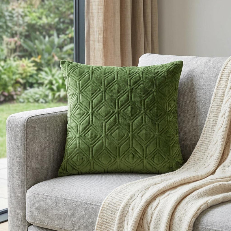 Tufted Diamonds Olive Velvet Accent Pillow - Home Decor