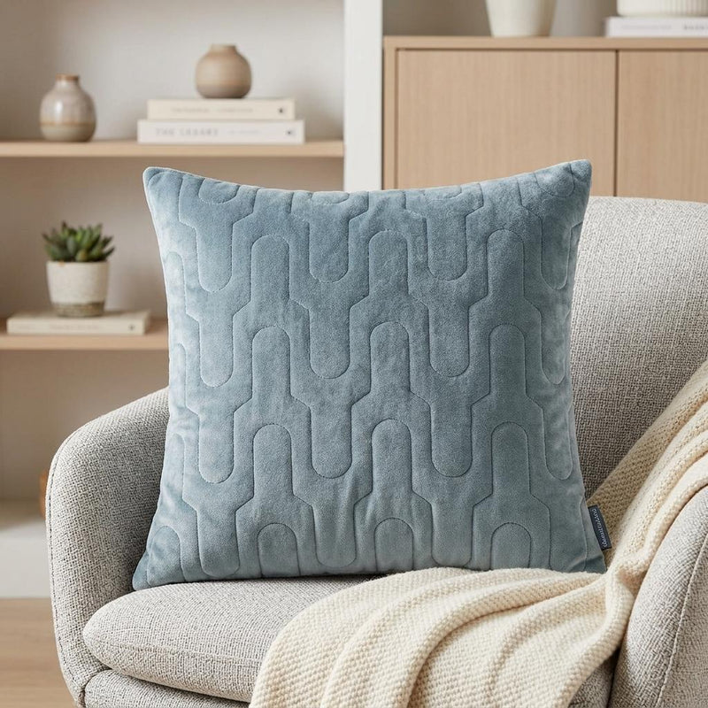 Geometric Lush Quilted Metallic Gray Throw Pillow - Home Decor