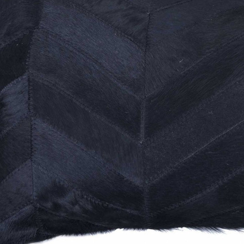 12" X 20" Black Cowhide Throw Pillow - Home Decor
