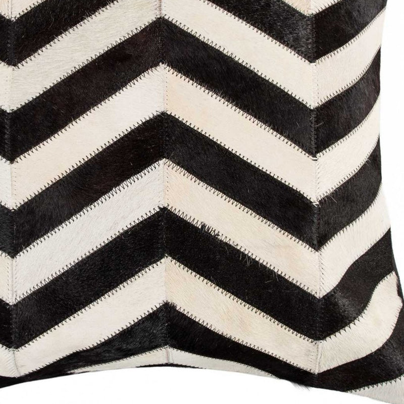 18" Black and Off White Cowhide Throw Pillow - Home Decor