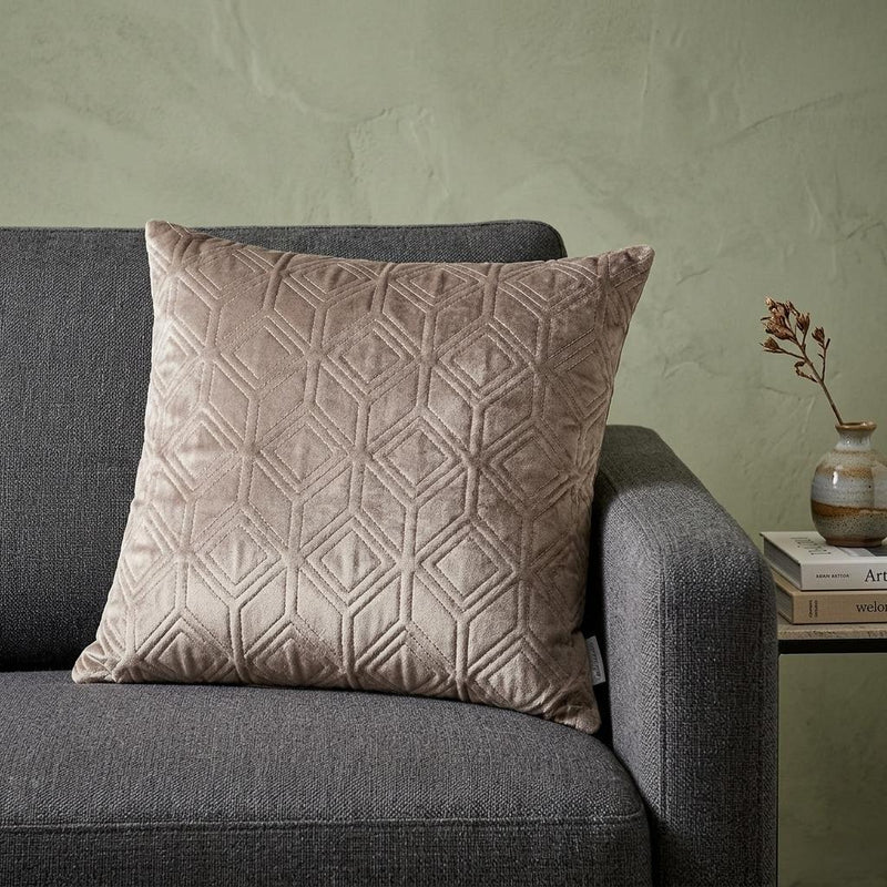 Tufted Diamonds Taupe Velvet Accent Pillow - Home Decor