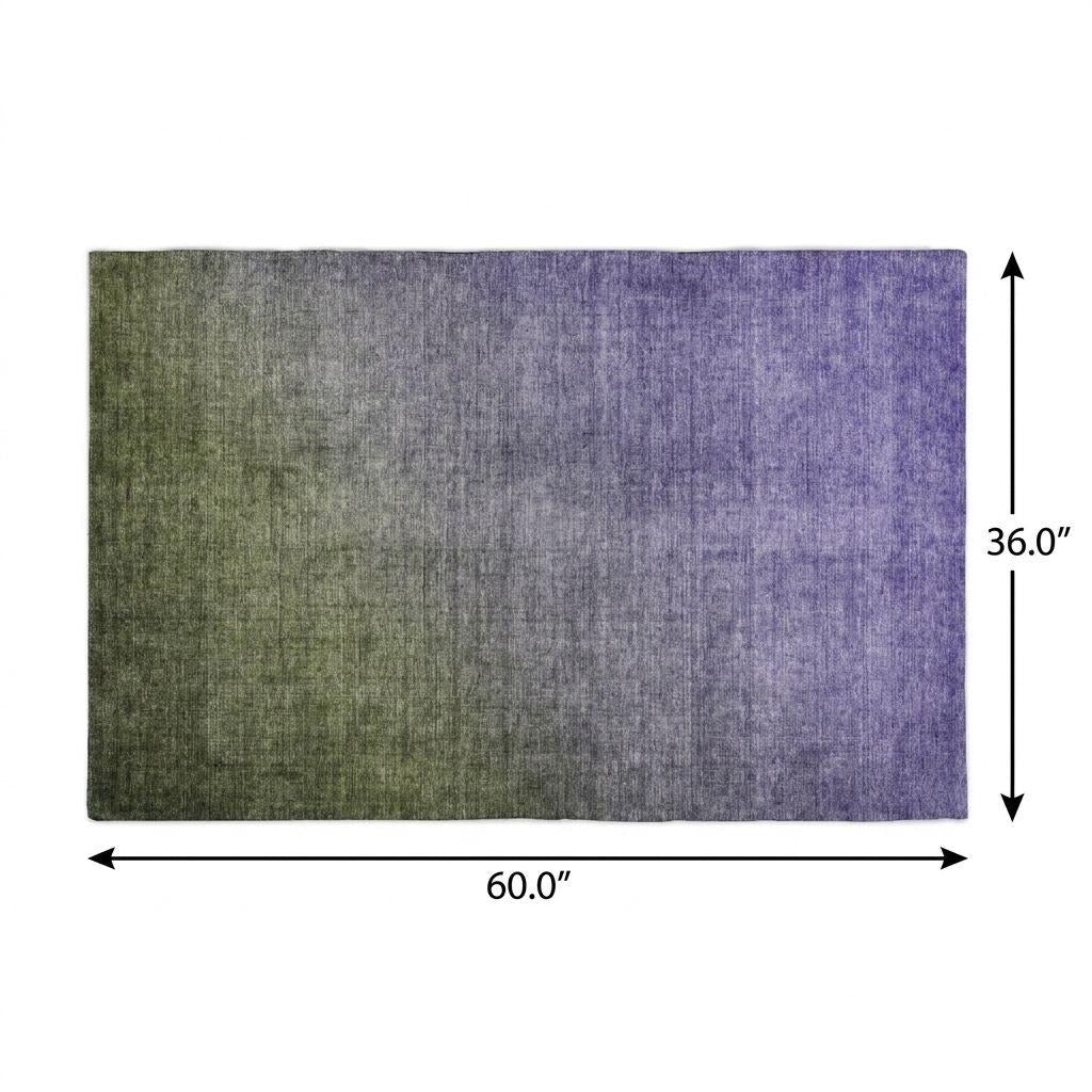 3' X 5' Olive Green And Gray Ombre Shag Washable Area Rug With UV Protection - Home & Garden