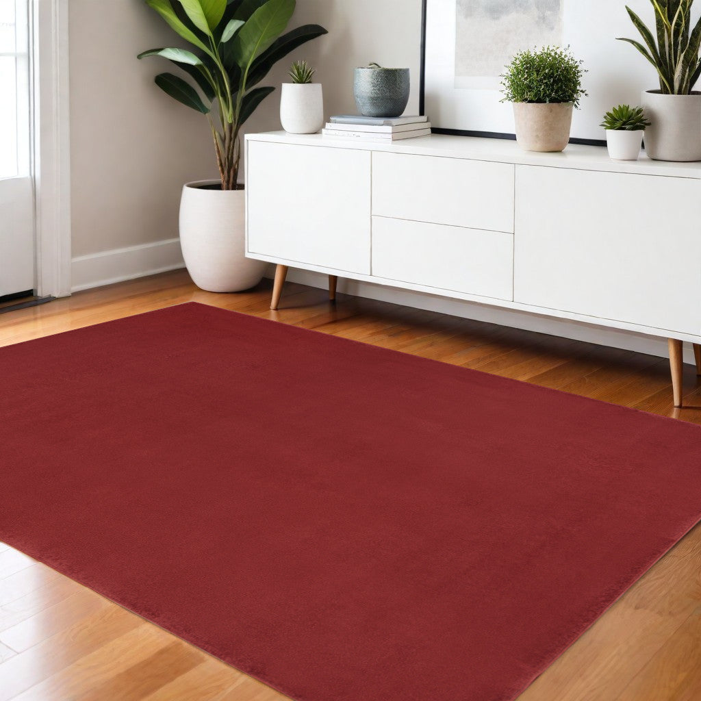 4' X 6' Brick Red Stain Resistant Indoor Outdoor Area Rug - Outdoor