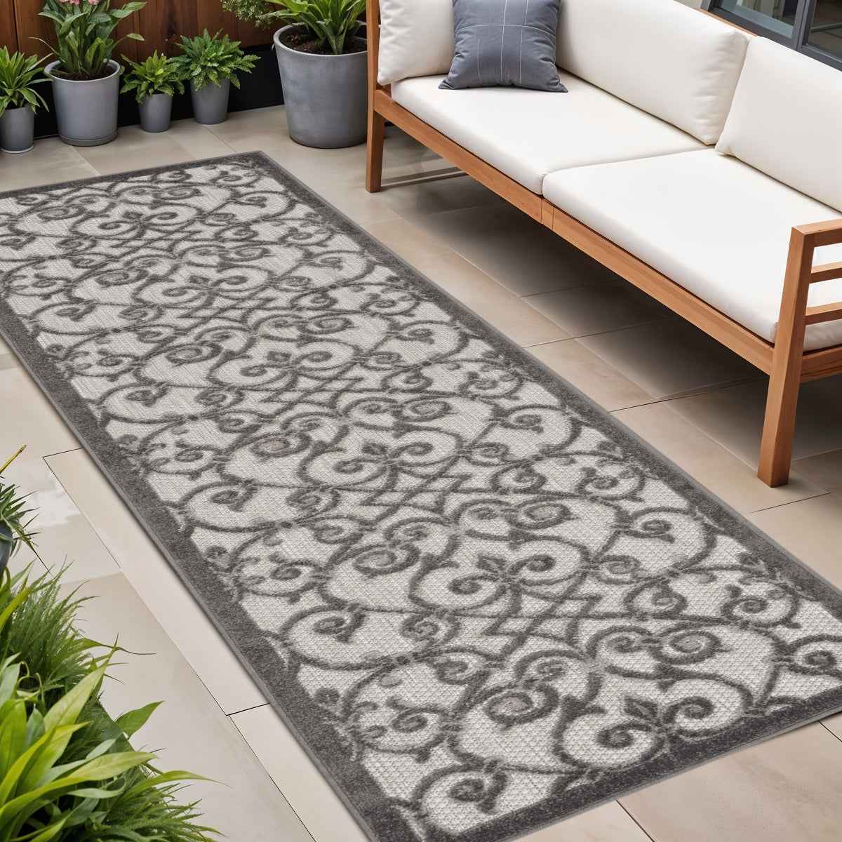 8' Gray Indoor Outdoor Area Rug