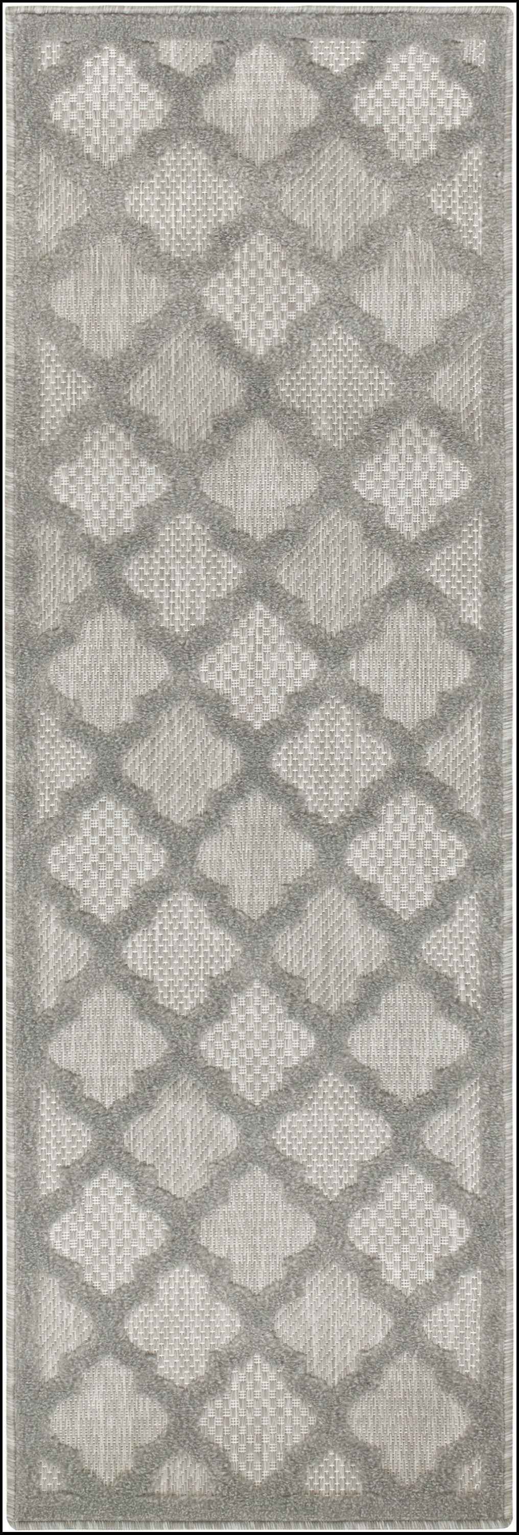 6' Silver And Gray Geometric Indoor Outdoor Area Rug