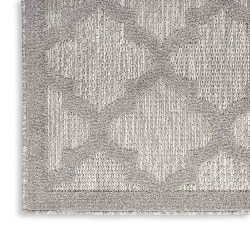 6' Silver And Gray Geometric Indoor Outdoor Area Rug