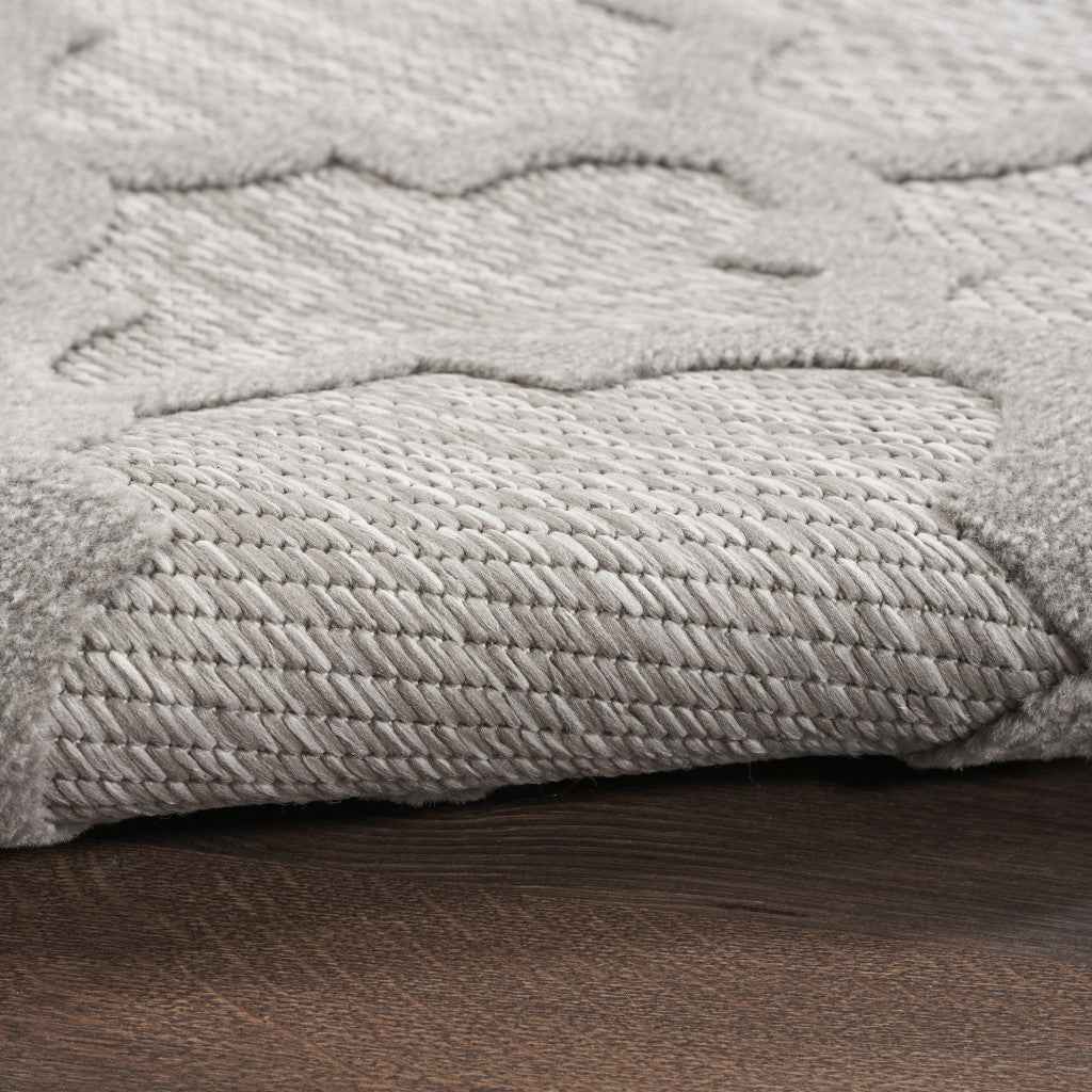 6' Silver And Gray Geometric Indoor Outdoor Area Rug