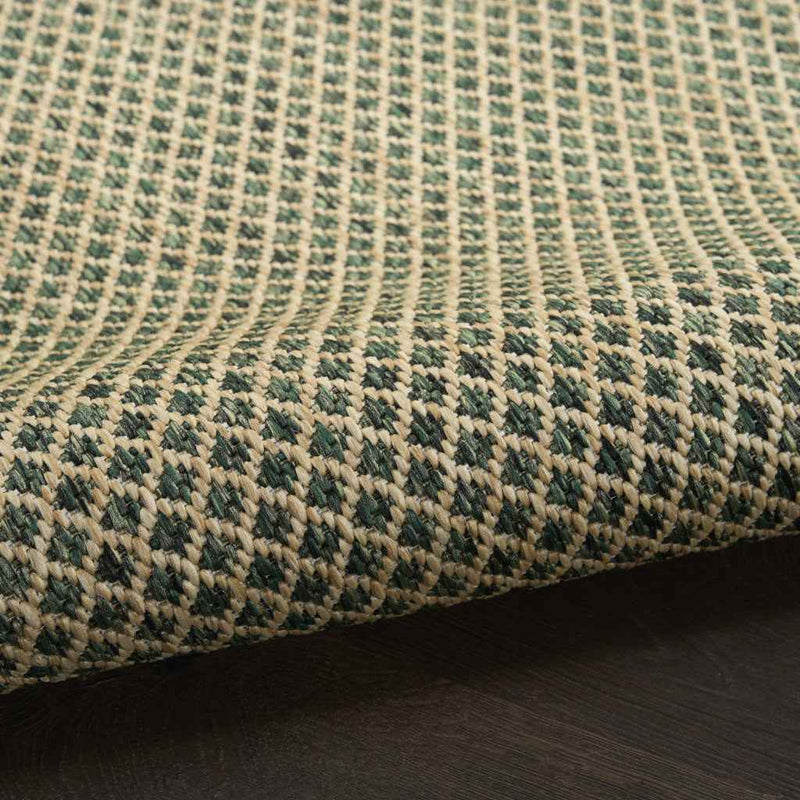 5' X 7' Green And Taupe Geometric Indoor Outdoor Area Rug
