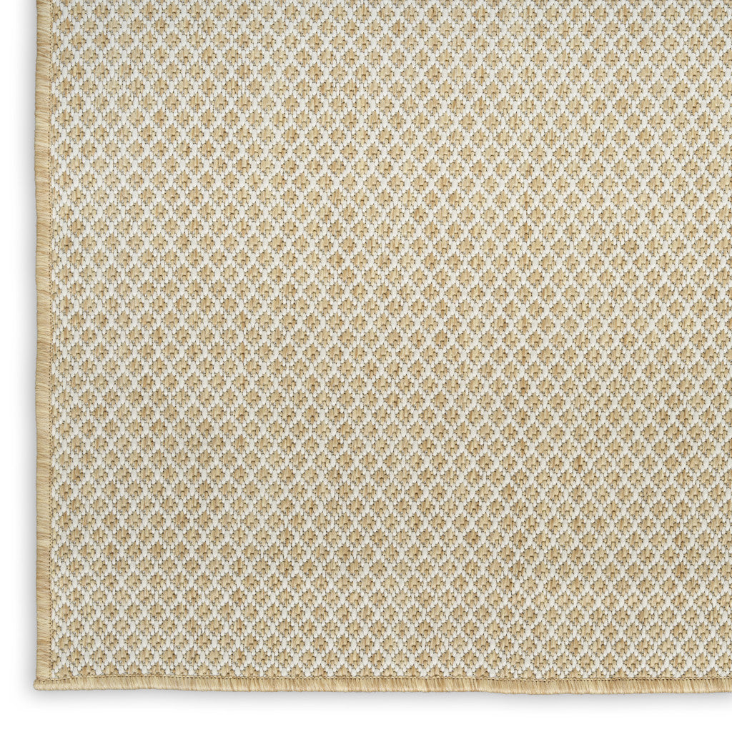 6' X 9' Natural And Ivory Geometric Indoor Outdoor Area Rug