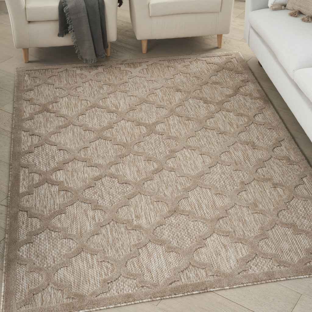 5' X 7' Beige Indoor Outdoor Area Rug