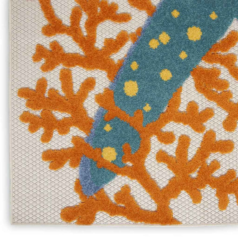 8' X 11' Yellow And Ivory Indoor Outdoor Area Rug