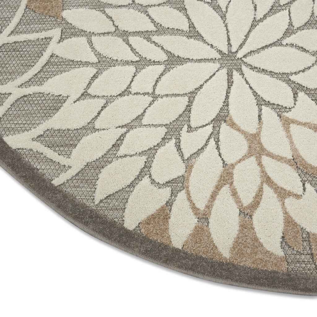 10' Gray and Ivory Indoor Outdoor Area Rug