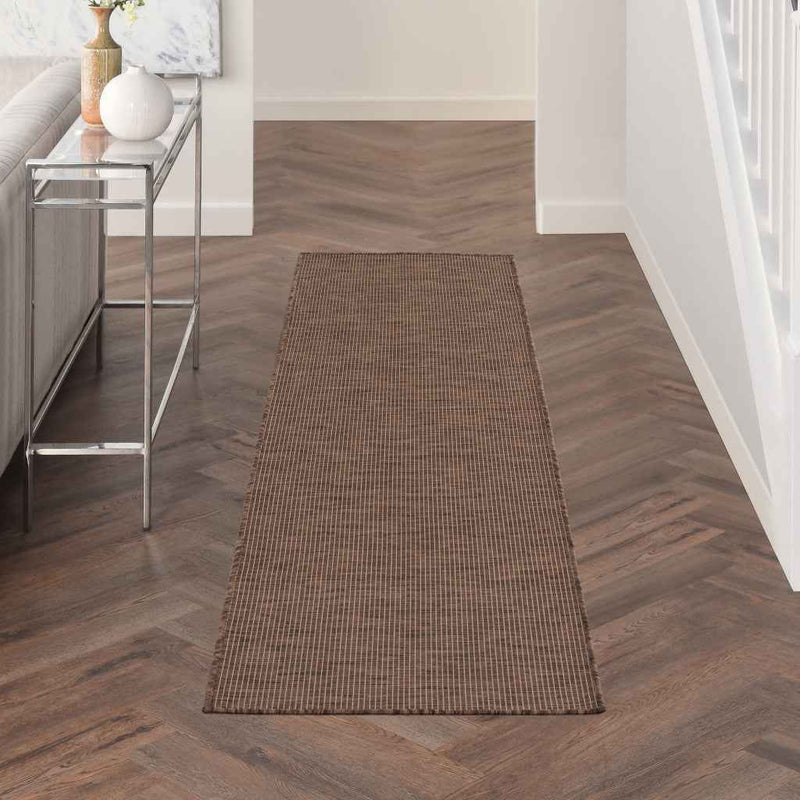 8' Brown Power Loom Runner Rug