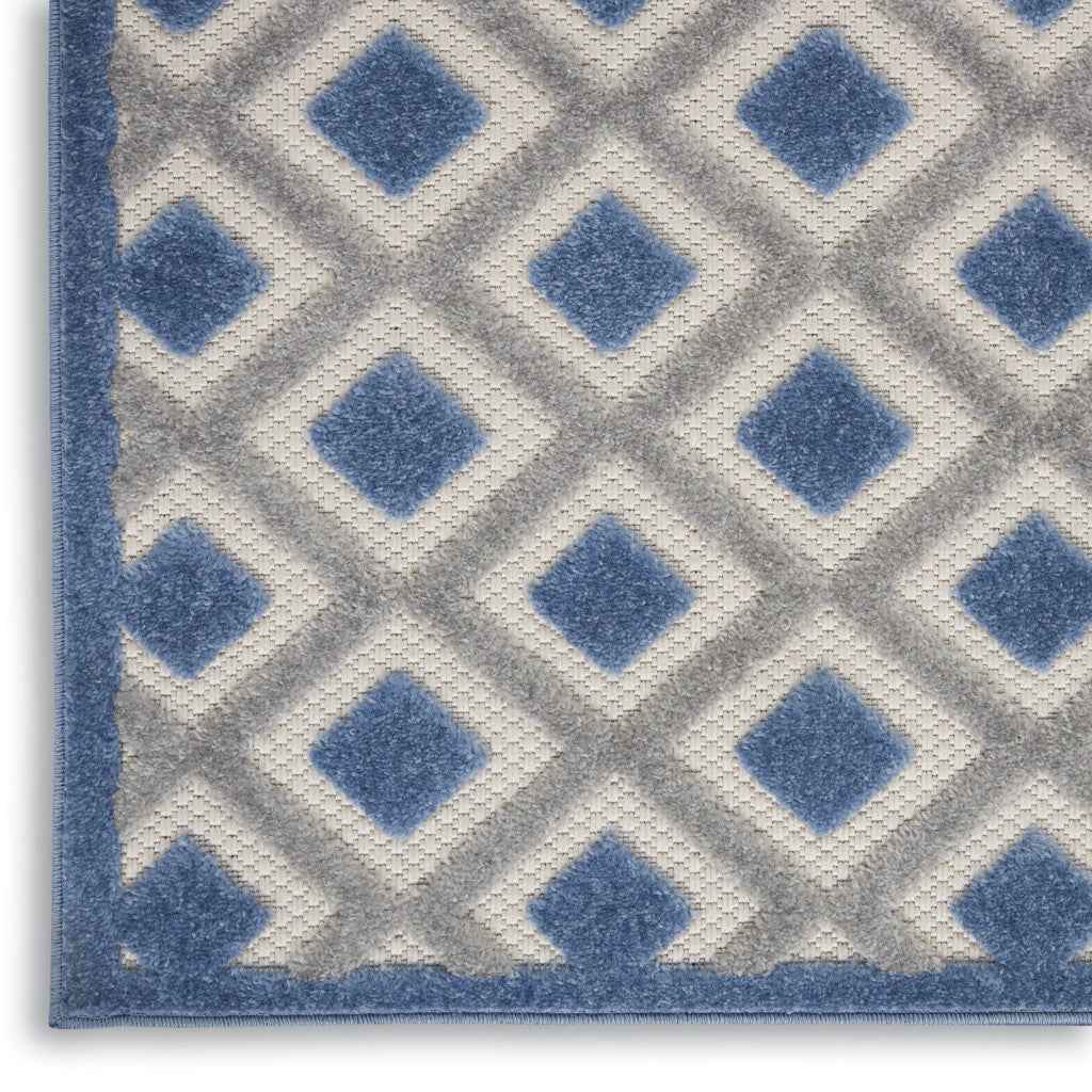 6' X 9' Blue And Gray Indoor Outdoor Area Rug