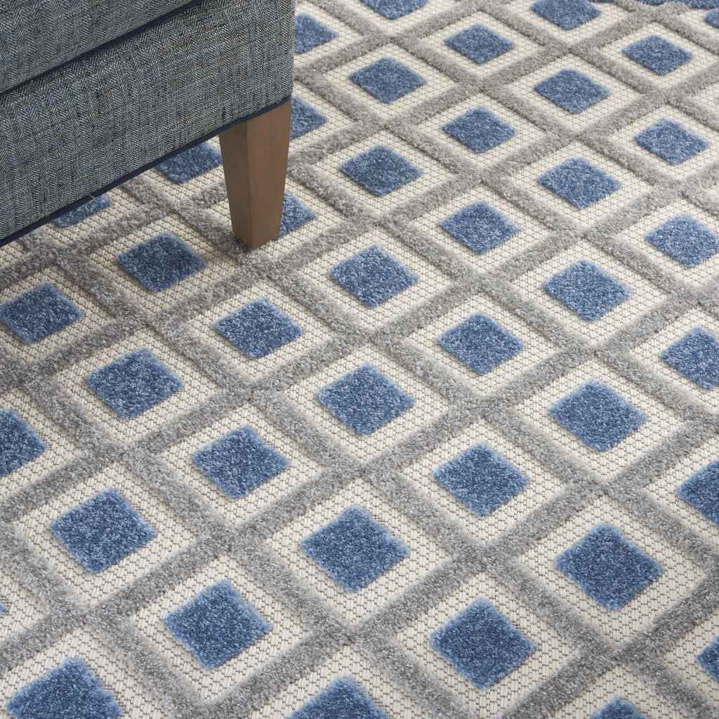 6' X 9' Blue And Gray Indoor Outdoor Area Rug